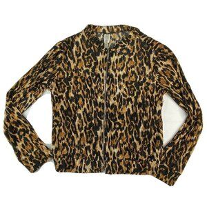 CaCia Jacket Womens 1X Leopard Print Silky Ribbed Mob Wife Y2K‎ Baddie Glam Edgy